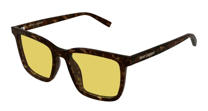 Uomo SAINT LAURENT SL 500 008 Occhiali da sole Acetato Havana Giallo Squadrata