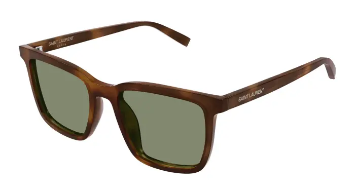 Uomo SAINT LAURENT SL 500 009 Occhiali da sole Acetato Havana Verde Squadrata