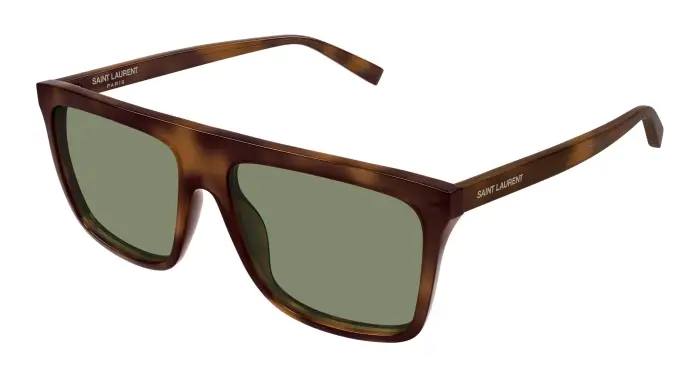 Uomo SAINT LAURENT SL 904 004 Occhiali da sole Acetato Havana Verde Squadrata
