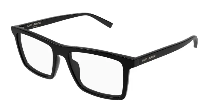 SAINT LAURENT Uomo SL 906/F 001 Montature da vista Acetato Nero Trasparente Squadrata