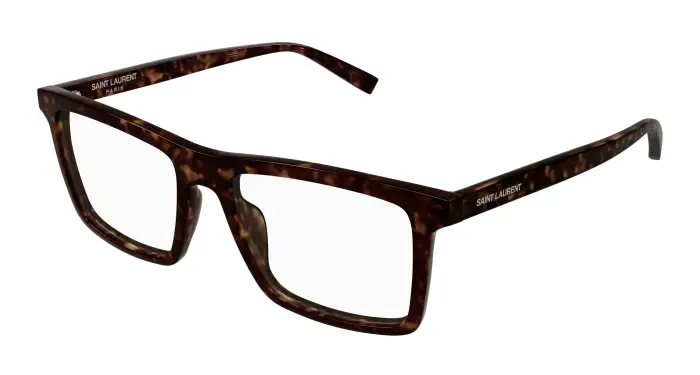 SAINT LAURENT Uomo SL 906/F 002 Montature da vista Acetato Havana Trasparente Squadrata