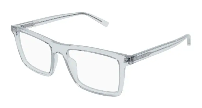 SAINT LAURENT Uomo SL 906/F 003 Montature da vista Acetato Grigio Trasparente Squadrata