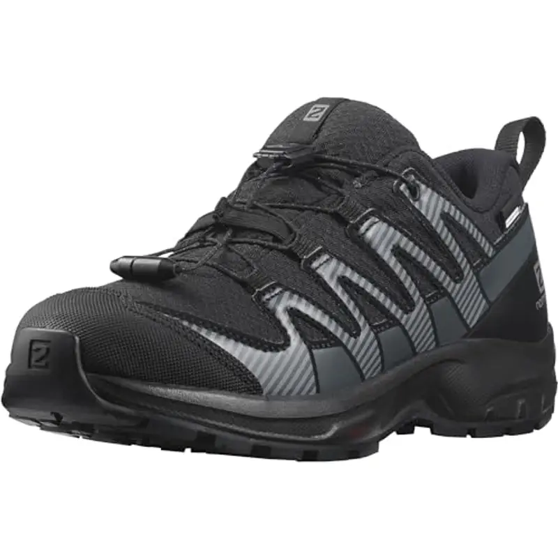 Salomon XA PRO V8 CLIMASALOMON Waterproof, Scarpe da Trail Running Unisex - Bambini e Ragazzi, Black/Black/Ebony, 31 EU