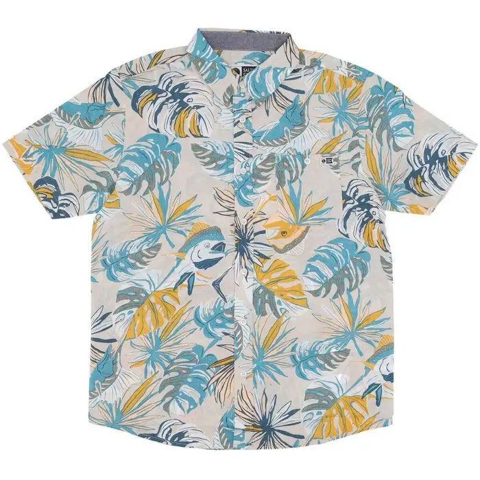 Salty Crew Camicia a maniche corte Large Kine Woven Shirt Natural Multicolore