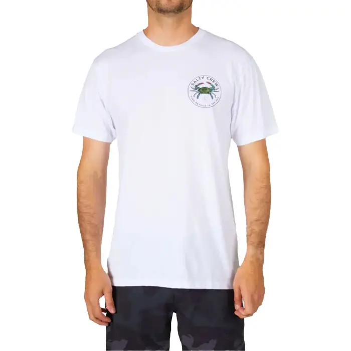 Salty Crew T-shirt Blue Crabber Premium Blanc
