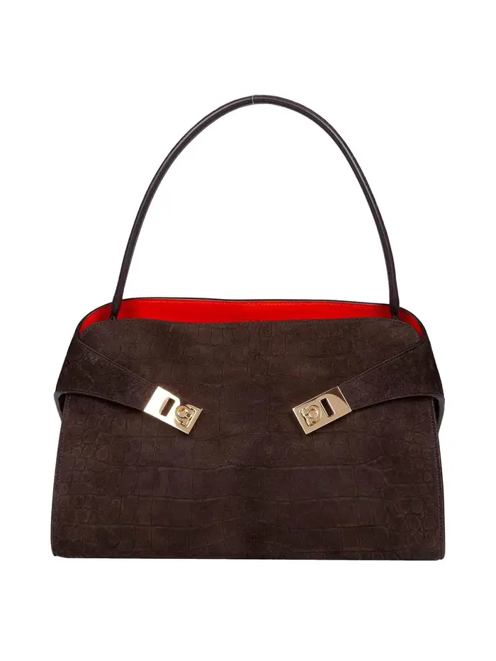 Salvatore Ferragamo Borsa a spalla hug soft Marrone Scuro