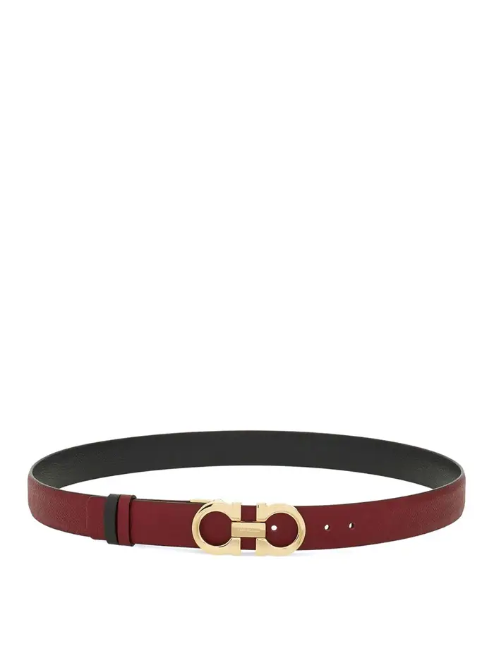 Salvatore Ferragamo Cintura ganci reversibile in pelle martellata Beige