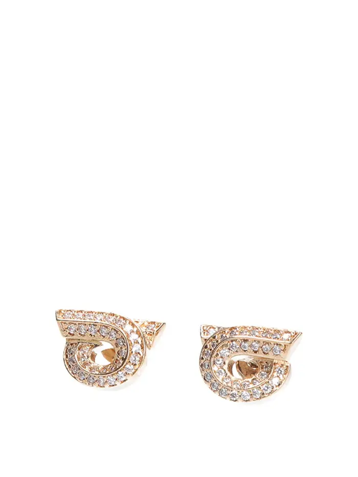 Salvatore Ferragamo Orecchini Logo Con Strass Oro