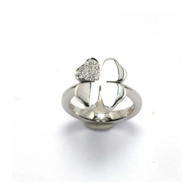 SALVINI Anello In Oro Bianco Con Diamante - Quadrifoglio