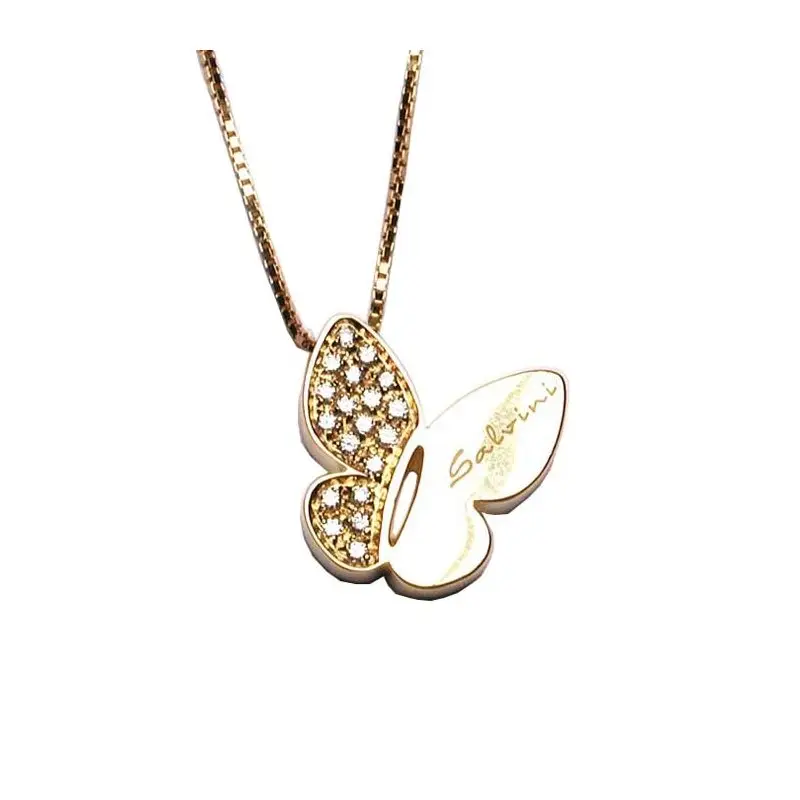 SALVINI Collana In Oro Giallo Con Diamante - Farfalle Col Texture
