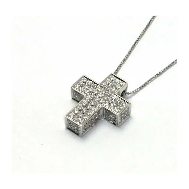 SALVINI Collierino In Oro Bianco Con Diamante - Croci Textures