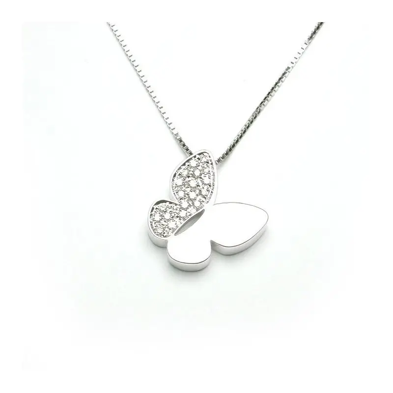 SALVINI Collierino In Oro Bianco Con Diamante - Farfalle Textures