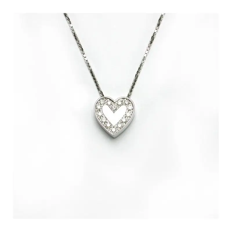 SALVINI Collierino In Oro Bianco Con Diamante - I Cuori Textures