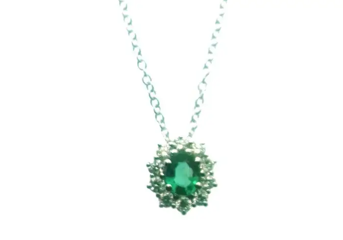 SALVINI Collierino In Oro Bianco Con Diamante/Smeraldo