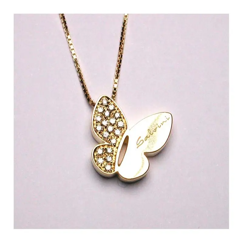 SALVINI Collierino In Oro Giallo Con Diamante - Farfalle Col Texture