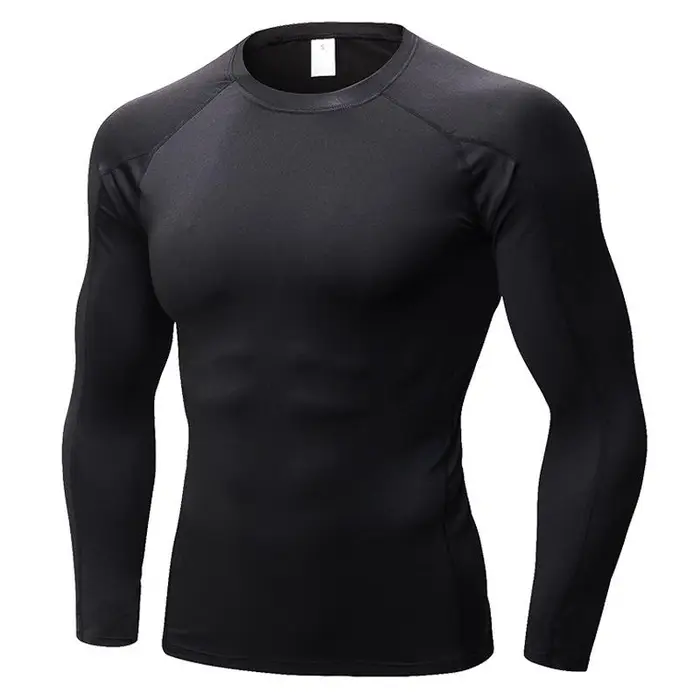 T-shirt da corsa a maniche lunghe da uomo tuta ad asciugatura rapida t-shirt sportiva sportiva da fitness nuova formazione da jogging 1059 S nero