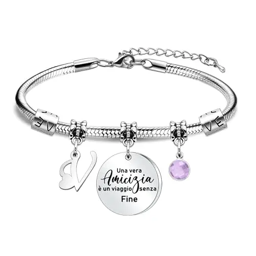 SAMORION Bracciale con 26 Lettere per Migliore Amica - Regalo Compleanno Natale e Amicizia per Donne