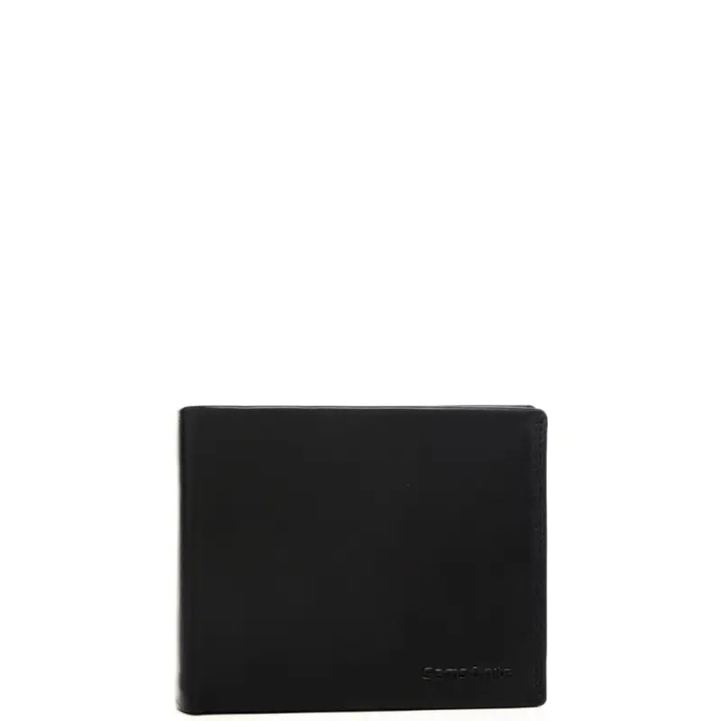 Samsonite portafoglio a libro da uomo in vera pelle con logo lettering in rilievo nero