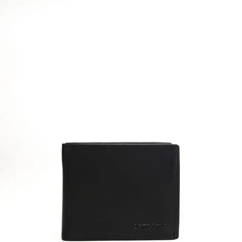 Samsonite portafoglio a libro da uomo in vera pelle con logo lettering in rilievo nero