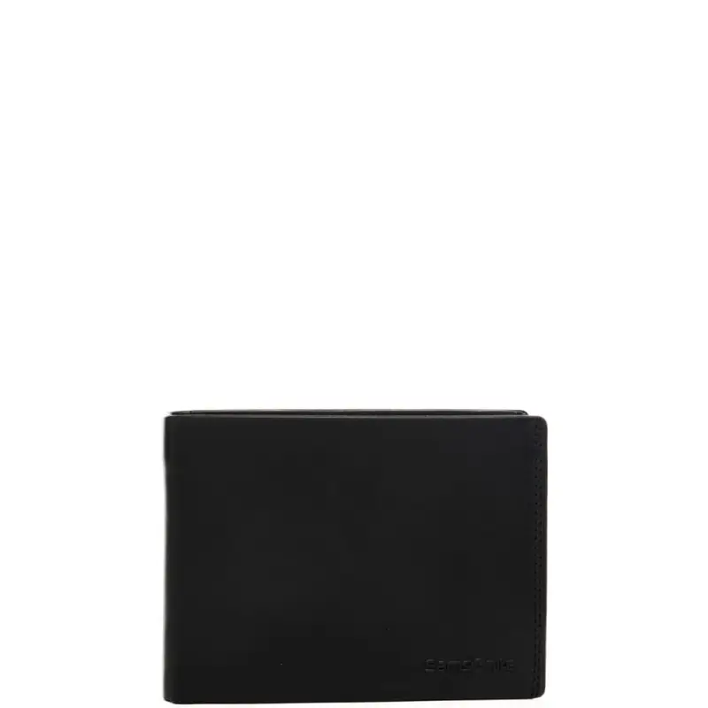 Samsonite portafoglio a libro da uomo in vera pelle con logo lettering in rilievo nero