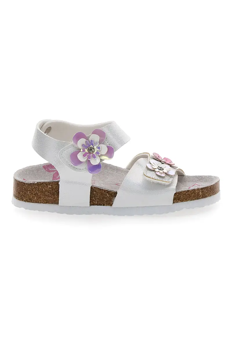 PITT KIDS Sandali Bianchi con Glitter e Strappi In Velcro 14417