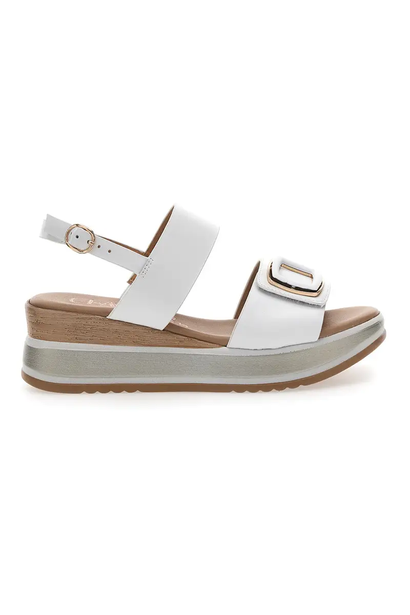 Sandali bianchi con zeppa fibbia decorativa Pittarello Class 19235