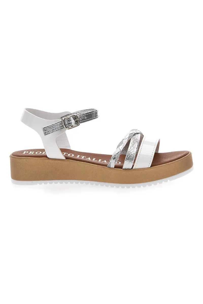 MIO TEMPO Sandali Bianchi e Argento con Platform 4194