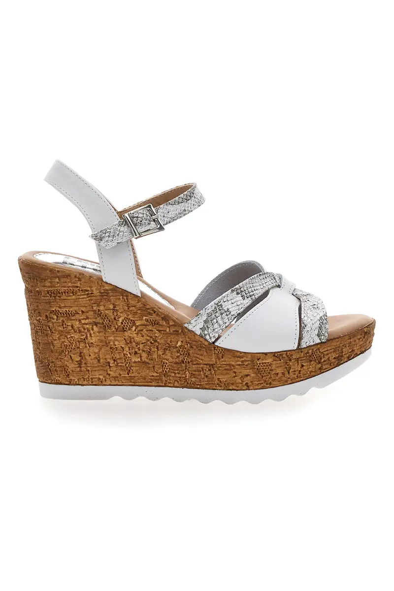 PRIMA RIGA Sandali Bianchi e Argento Con Zeppa MK247301