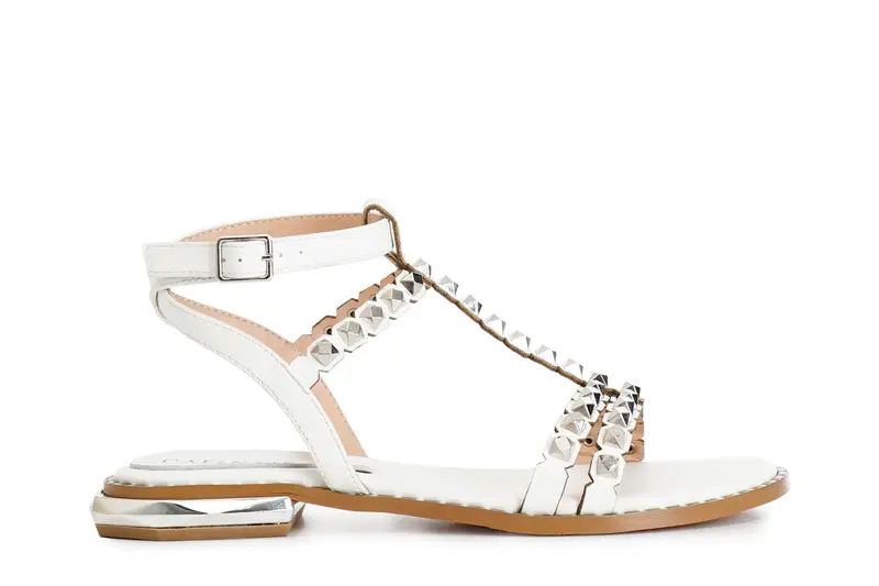 CafèNoir sandali con borchie sfaccettate bianco