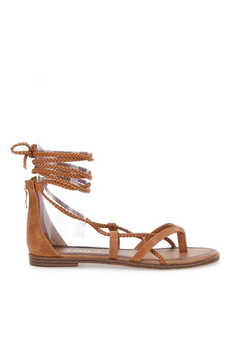 CAFE' COST Sandali Lace-Up Sabbia Con Suola Flat 2502