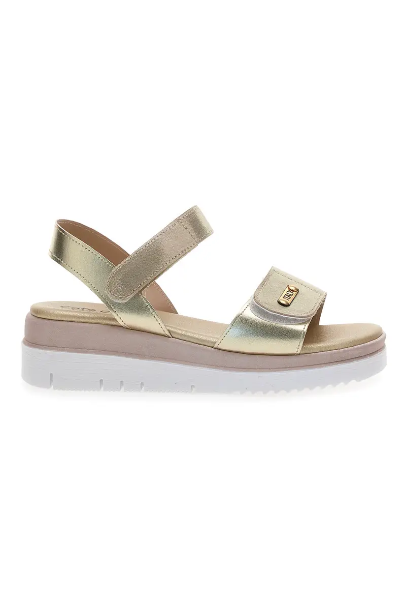 CAFE' COST Sandali Platino Con Strappi in Velcro 5010
