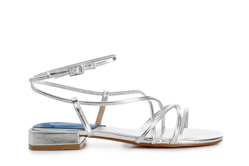 CafèNoir sandali schiava effetto laminato argento