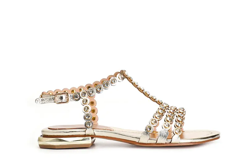 CafèNoir sandalo a "t" con strass platino