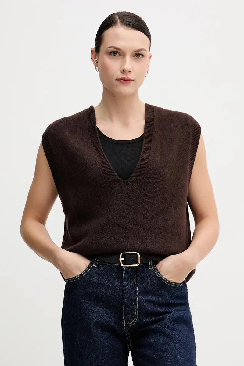 Sandro Ferrone gilè in lana donna colore marrone S9YBFNICO