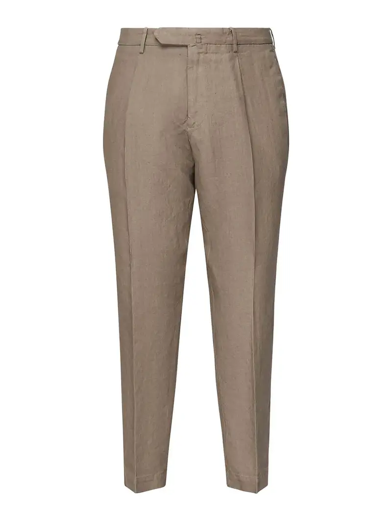 Santaniello Pantaloni a pieghe di lino Beige