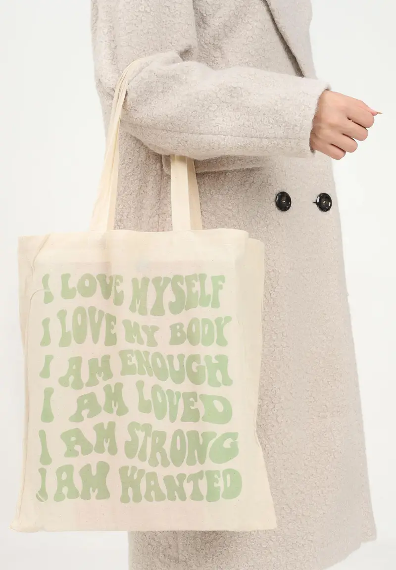 SANTAS Shopper Love in tessuto beige da donna