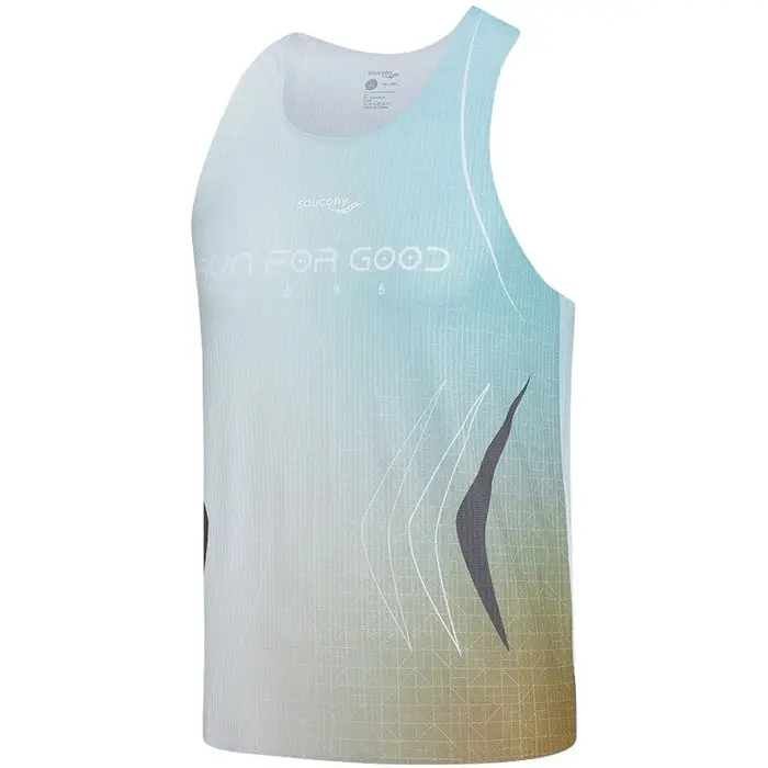 Canotta da Corsa Uomo Saucony Traspirante Asciugatura Rapida Assorbe l Umidità Vestibilità Aderente Top SA2269TK31T-PR247 XL