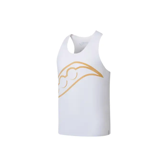 Saucony Gilet Senza Maniche Traspirante Leggero con Logo Grande da Maratona Unisex Bianco SC2230271A-WT02 2XL