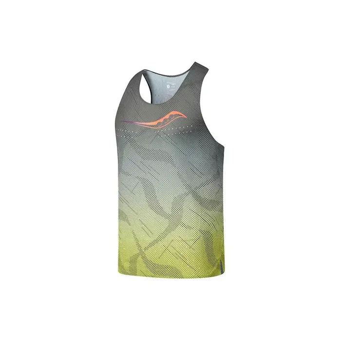 Lettera Gradiente Corsa Traspirante Ad Asciugatura Rapida Traspirante Leggero Girocollo Canottiera Senza Maniche Uomo Top Verde SC2249009A-PR113 XL