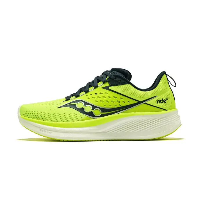 RIDE 17 Ammortizzazione Resistente all Abrasione Traspirante Basse Scarpe da Allenamento Sprint Corsa Uomo Verde Neon Blu Saucony S20924-220 40 5