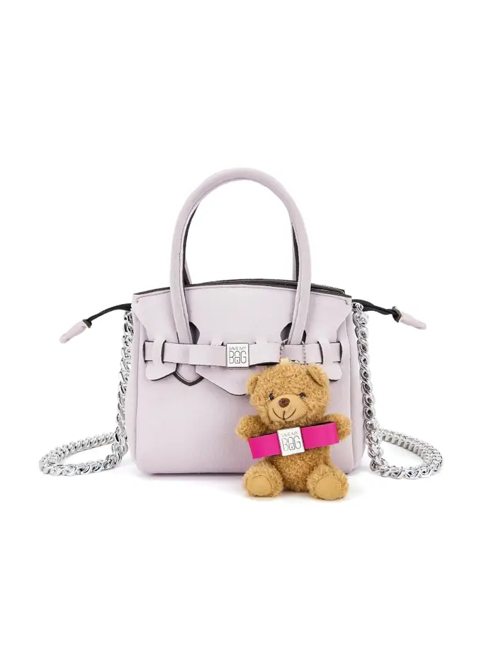 Save My Bag bag borsa shopping miss small in lycra rosa con charm orsetto acquistabile separatamente e tracolla