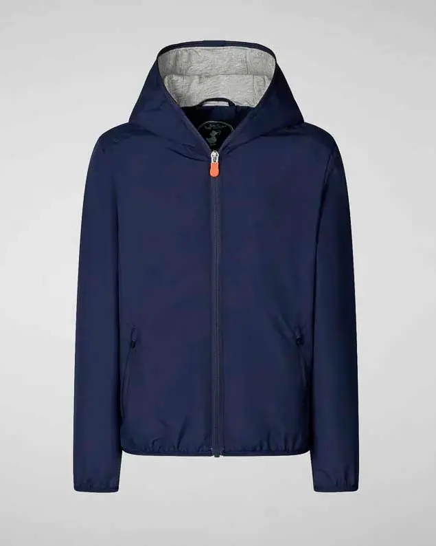 Giacca a vento Save the duck Jules blu navy con cappuccio fisso