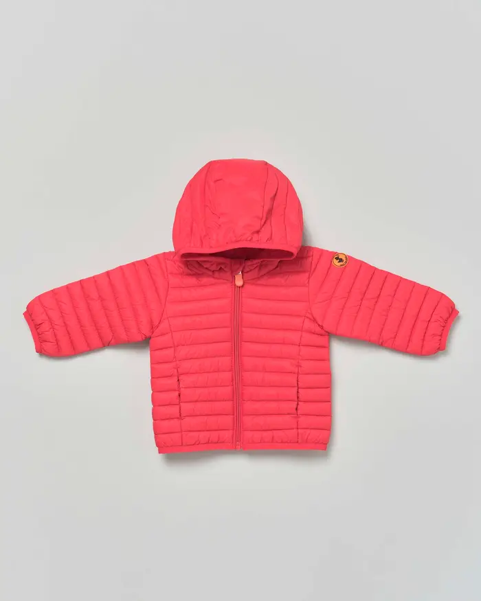 Save the duck Piumino Nene corallo in nylon opaco con cappuccio fisso e imbottitura in Plumtech®