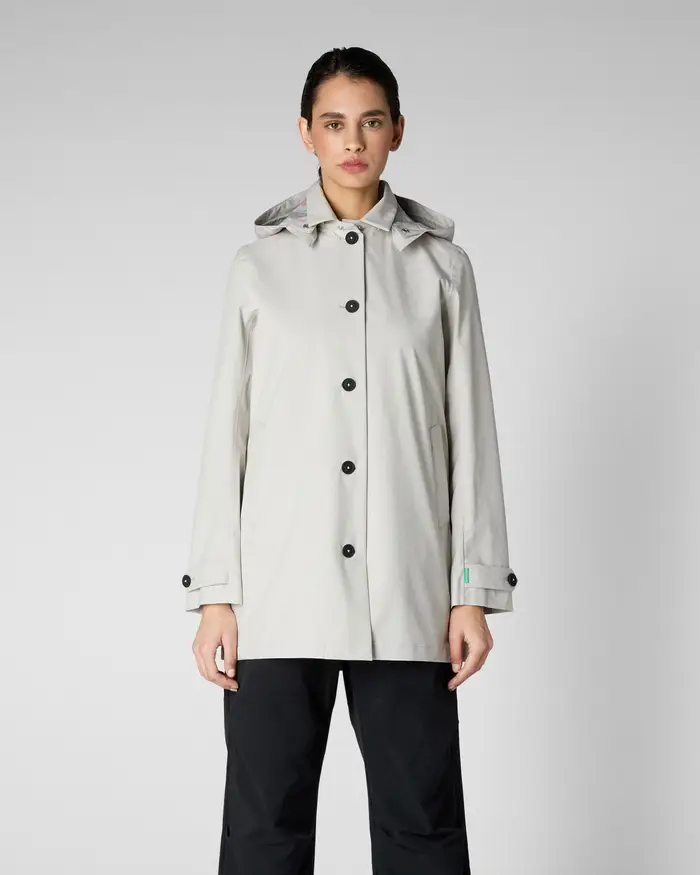 Save the duck Trench color gesso antipioggia con cappuccio removibile