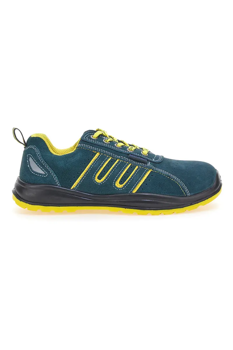 BLUE STAR Scarpe antinfortunistiche blu con inserti gialli in pelle BS