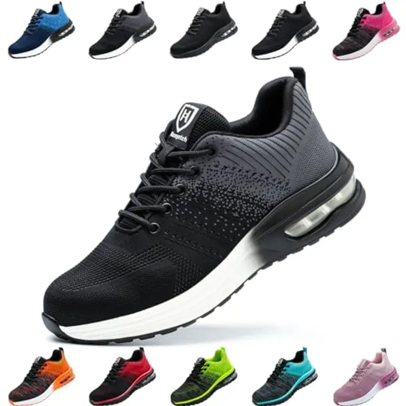 Nasogetch Scarpe Antinfortunistiche Uomo Donna Scarpe da Lavoroleggere Alte Comode Scarpe Sicurezza Grigio