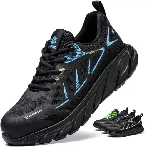 ISOOUS Scarpe Antinfortunistiche Uomo Leggere Scarpe da Lavoro Donna Comodo con Punta in Acciaio Antiscivolo Scarpe Sicurezza