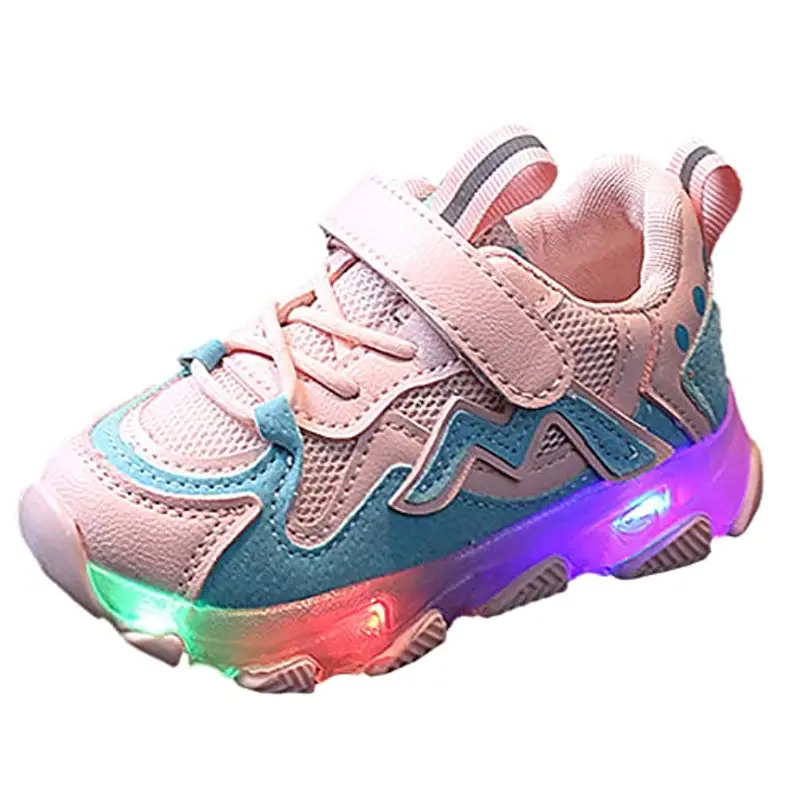 Generico Scarpe Bambina con Luci con Strappi E Luci Passeggio Scarpe da Corsa Casual Traspiranti Comodi Scarpe con Luci LED