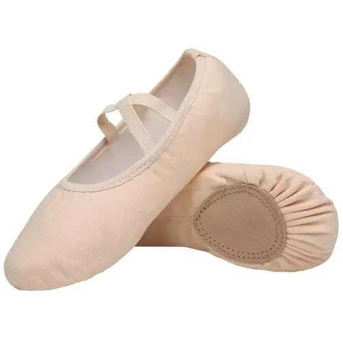 Acfoda Scarpe Danza Classica Tela Scarpette Ballo Mezze Punta Suola Spezzata Ginnastica Ballo per Bambini Ragazze Donna Adulto