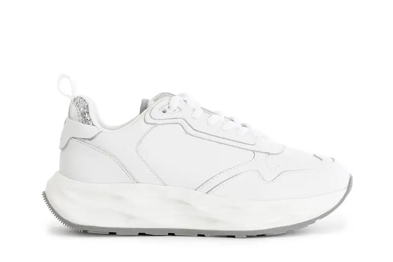 CafèNoir scarpe running con riporti specchio e glitter bianco